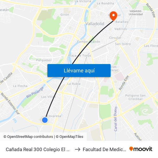 Cañada Real 300 Colegio El Pilar to Facultad De Medicina map