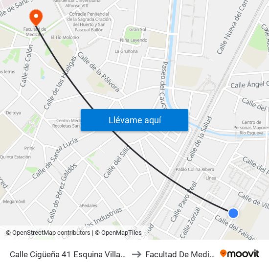 Calle Cigüeña 41 Esquina Villabáñez to Facultad De Medicina map