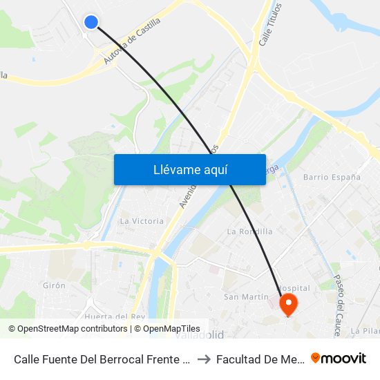 Calle Fuente Del Berrocal Frente Gasolinera to Facultad De Medicina map