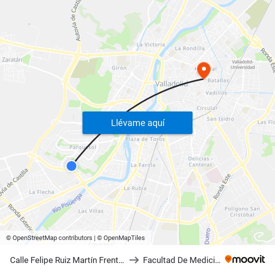 Calle Felipe Ruiz Martín Ies José Jimenez Lozano to Facultad De Medicina map