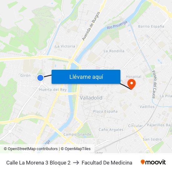 Calle La Morena 3 Bloque 2 to Facultad De Medicina map