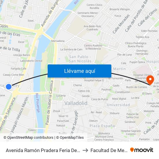 Avenida Ramón Pradera Feria De Valladolid to Facultad De Medicina map