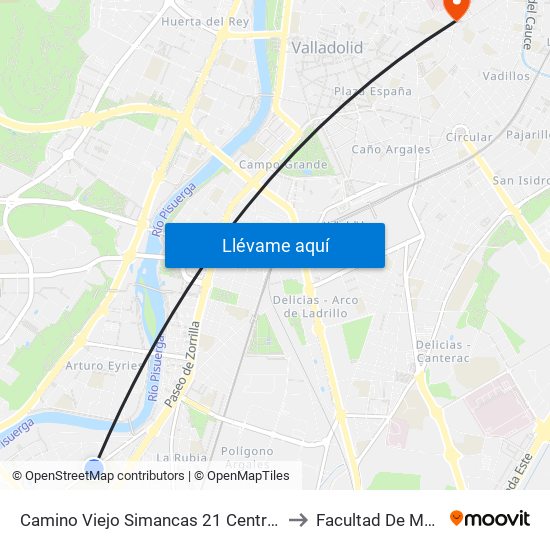 Camino Viejo Simancas 21 Centro Educativo to Facultad De Medicina map