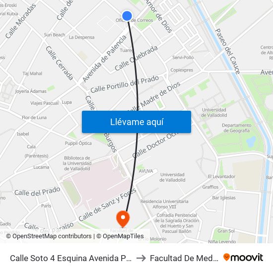 Calle Soto 4 Esquina Avenida Palencia to Facultad De Medicina map