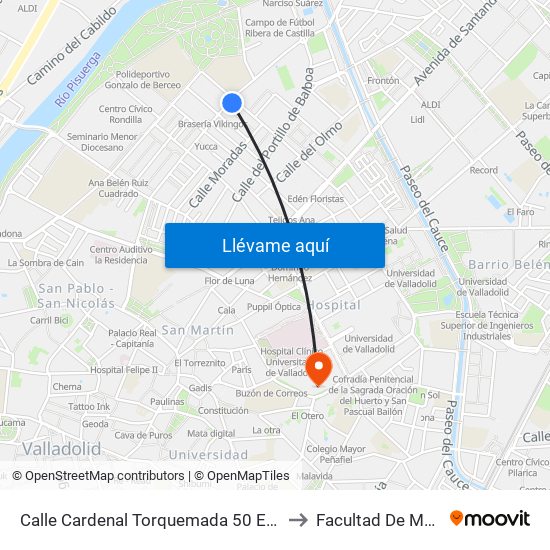 Calle Cardenal Torquemada 50 Esquina Soto to Facultad De Medicina map