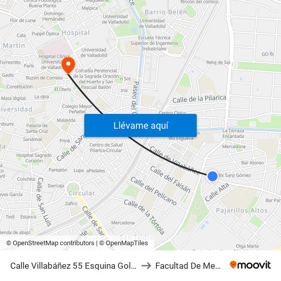 Calle Villabáñez 55 Esquina Golondrina to Facultad De Medicina map