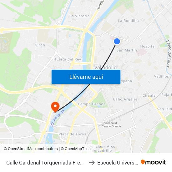 Calle Cardenal Torquemada Frente Antiguo Hospital Ríohortega to Escuela Universitaria Politécnica map