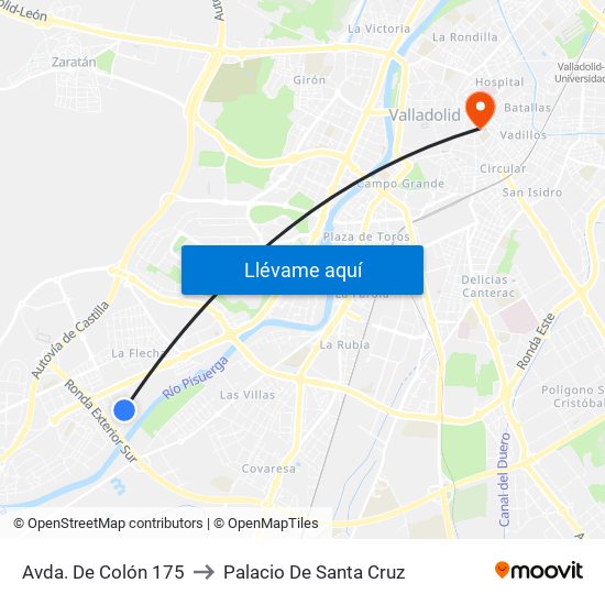 Avda. De Colón 175 to Palacio De Santa Cruz map