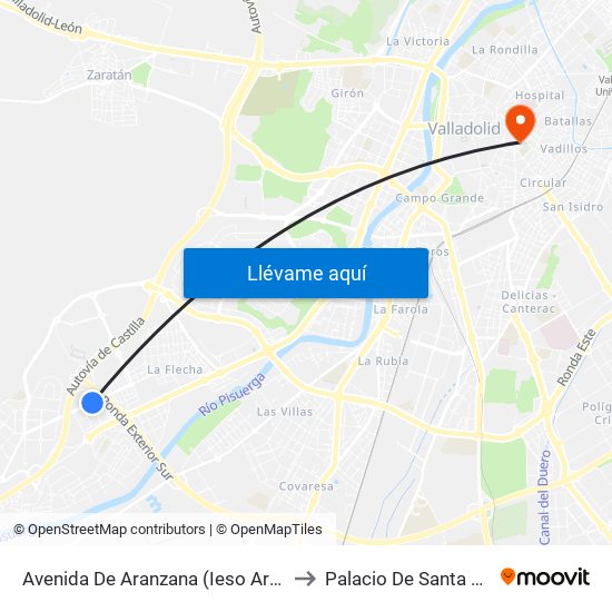 Avenida De Aranzana (Ieso Arroyo) to Palacio De Santa Cruz map