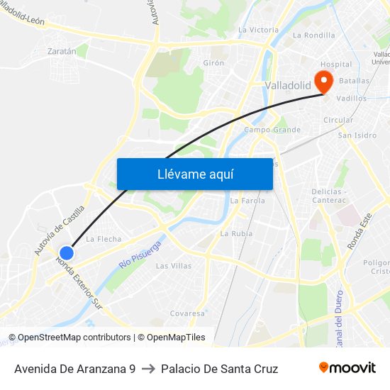 Avenida De Aranzana 9 to Palacio De Santa Cruz map