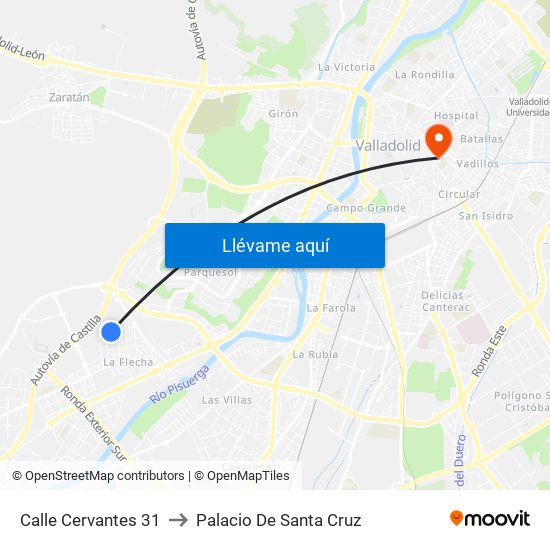 Calle Cervantes 31 to Palacio De Santa Cruz map