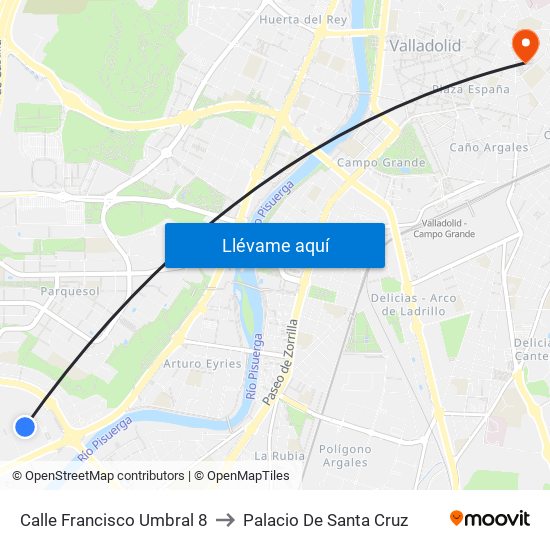 Calle Francisco Umbral 8 to Palacio De Santa Cruz map