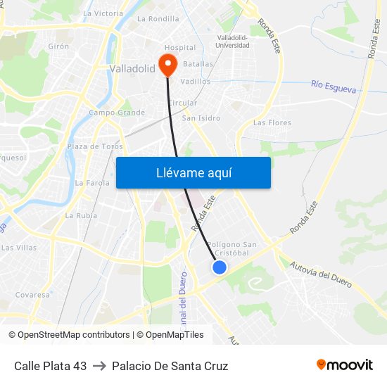 Calle Plata 43 to Palacio De Santa Cruz map