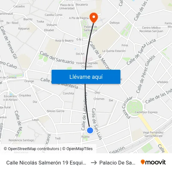 Calle Nicolás Salmerón 19 Esquina Labradores to Palacio De Santa Cruz map