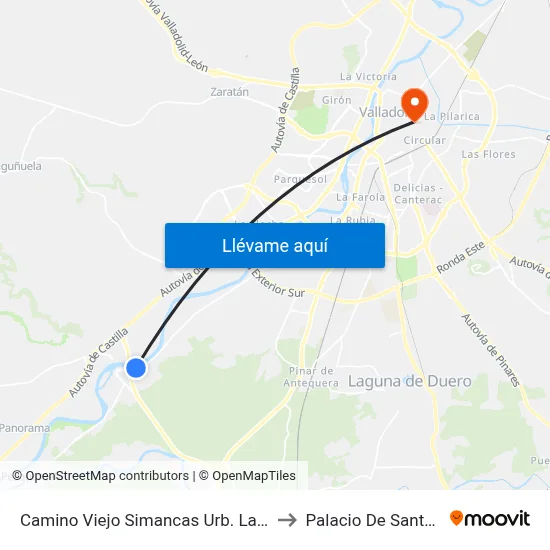 Camino Viejo Simancas Urb. Las Aceñas to Palacio De Santa Cruz map