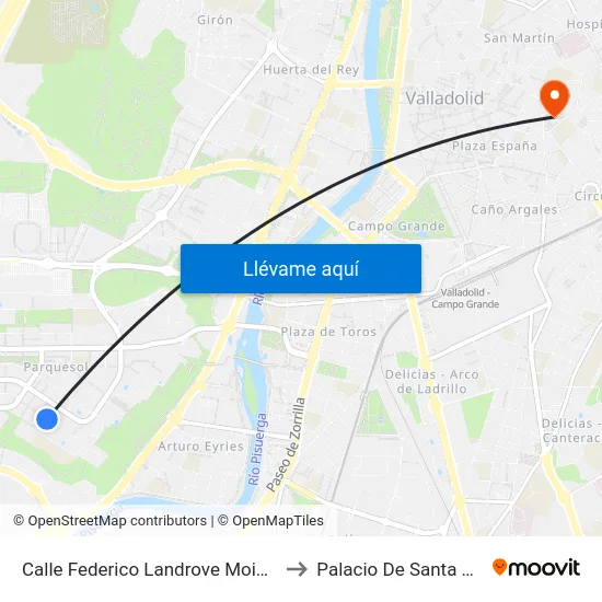 Calle Federico Landrove Moiño 11 to Palacio De Santa Cruz map