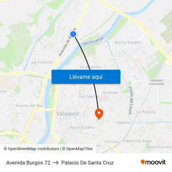 Avenida Burgos 72 to Palacio De Santa Cruz map