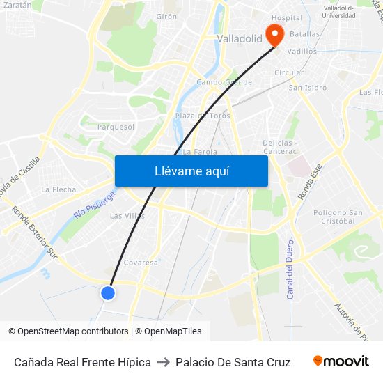 Cañada Real Frente Hípica to Palacio De Santa Cruz map