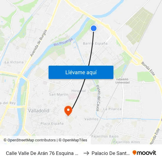 Calle Valle De Arán 76 Esquina Costa Brava to Palacio De Santa Cruz map