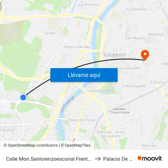 Calle Mon.Sanlorenzoescorial Frentec.Culturalmigueldelibes to Palacio De Santa Cruz map