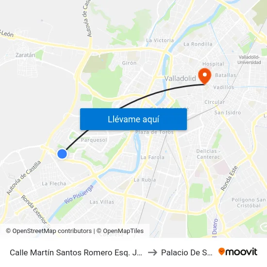Calle Martín Santos Romero Esq. José María Castilviejo to Palacio De Santa Cruz map
