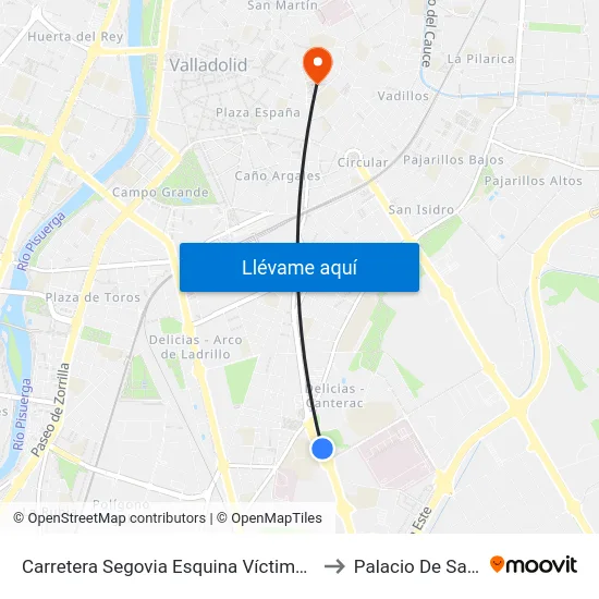 Carretera Segovia Esquina Víctimas Del Terrorismo to Palacio De Santa Cruz map