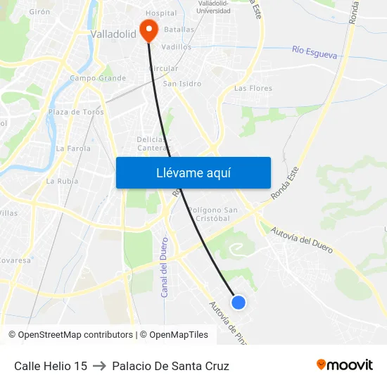 Calle Helio 15 to Palacio De Santa Cruz map