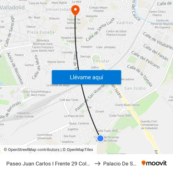 Paseo Juan Carlos I Frente 29 Colegio Pablo Picasso to Palacio De Santa Cruz map