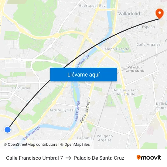 Calle Francisco Umbral 7 to Palacio De Santa Cruz map