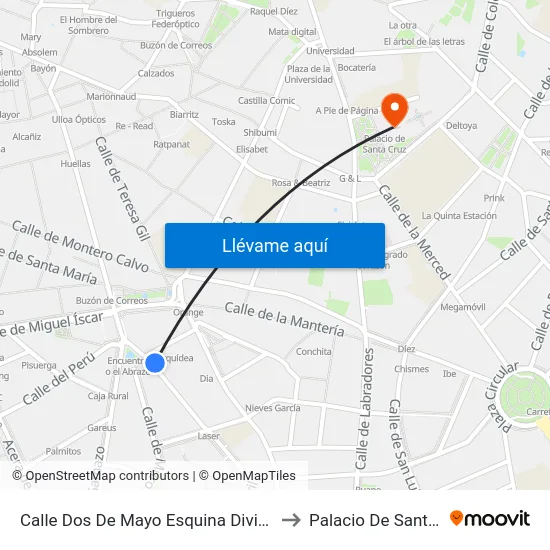 Calle Dos De Mayo Esquina Divina Pastora to Palacio De Santa Cruz map