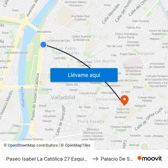 Paseo Isabel La Católica 27 Esquina Conde Benavente to Palacio De Santa Cruz map