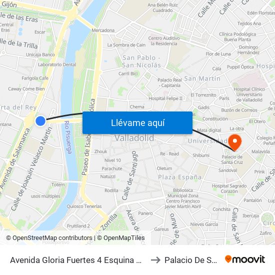 Avenida Gloria Fuertes 4 Esquina Avenida Salamanca to Palacio De Santa Cruz map