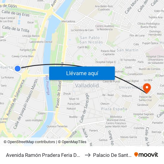 Avenida Ramón Pradera Feria De Valladolid to Palacio De Santa Cruz map
