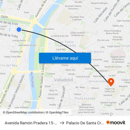 Avenida Ramón Pradera 15-17 to Palacio De Santa Cruz map