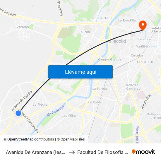 Avenida De Aranzana (Ieso Arroyo) to Facultad De Filosofía Y Letras map