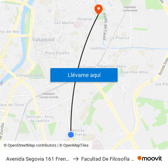 Avenida Segovia 161 Frente Hornija to Facultad De Filosofía Y Letras map