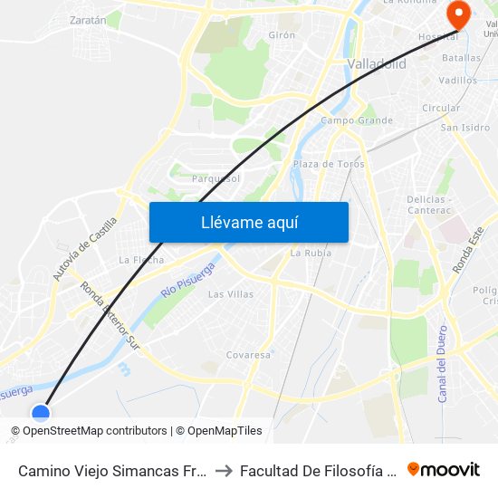 Camino Viejo Simancas Frente Inea to Facultad De Filosofía Y Letras map