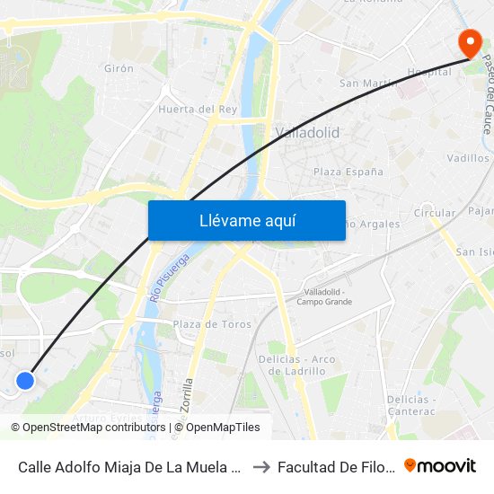 Calle Adolfo Miaja De La Muela Frente Nuñez De Guzman to Facultad De Filosofía Y Letras map