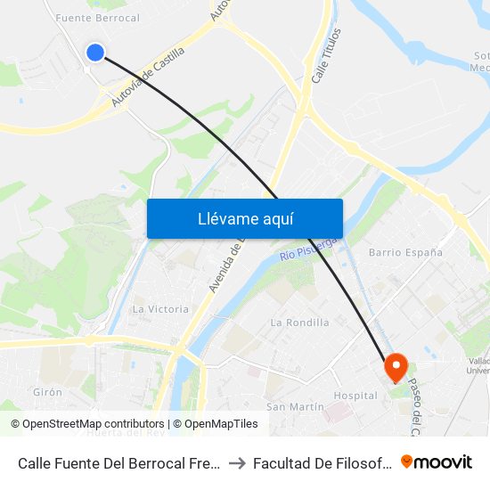 Calle Fuente Del Berrocal Frente Gasolinera to Facultad De Filosofía Y Letras map