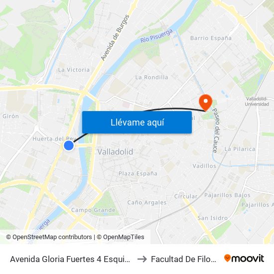 Avenida Gloria Fuertes 4 Esquina Avenida Salamanca to Facultad De Filosofía Y Letras map
