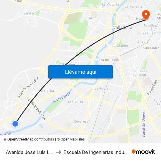Avenida Jose Luis Lasa (C.D. La Vega) to Escuela De Ingenierías Industriales (Sede Mergelina) map