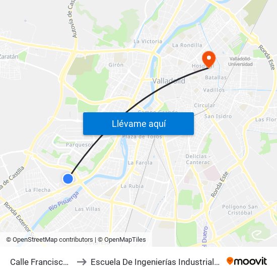 Calle Francisco Umbral 8 to Escuela De Ingenierías Industriales (Sede Mergelina) map