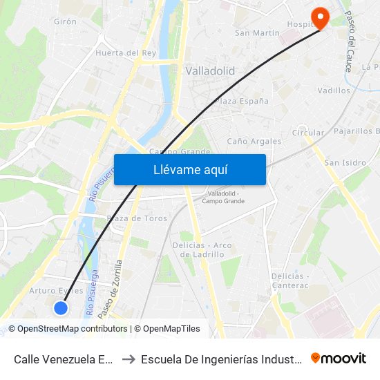 Calle Venezuela Esquina Ecuador to Escuela De Ingenierías Industriales (Sede Mergelina) map