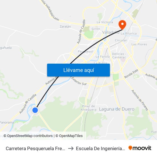 Carretera Pesqueruela Frente 1 Esquina Carretera Puenteduero to Escuela De Ingenierías Industriales (Sede Mergelina) map