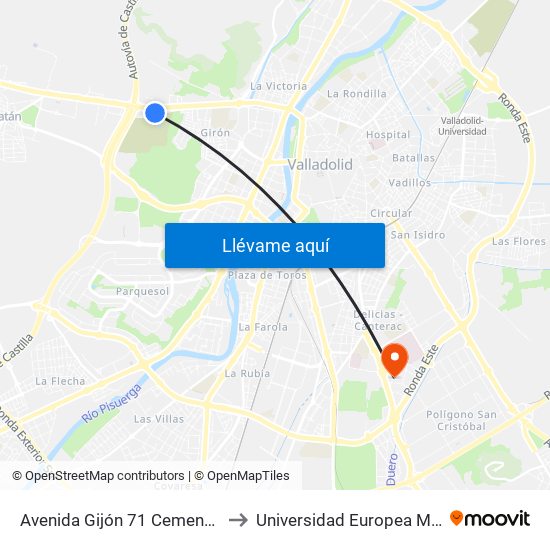 Avenida Gijón 71 Cementerio Las Contiendas to Universidad Europea Miguel De Cervantes map