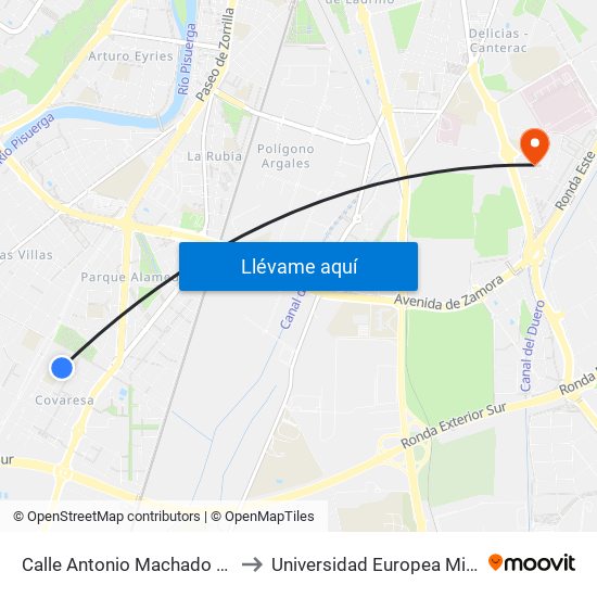 Calle Antonio Machado Esquina Pío Baroja to Universidad Europea Miguel De Cervantes map