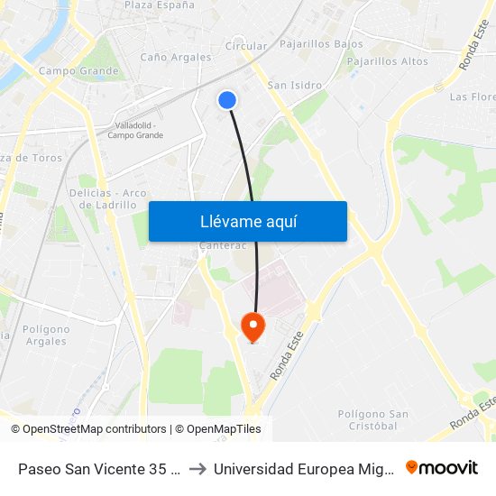 Paseo San Vicente 35 Esquina Sevilla to Universidad Europea Miguel De Cervantes map