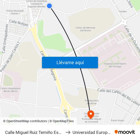 Calle Miguel Ruiz Temiño Esquina Juancarlosi Sentido Centro to Universidad Europea Miguel De Cervantes map