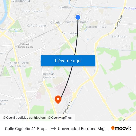 Calle Cigüeña 41 Esquina Villabáñez to Universidad Europea Miguel De Cervantes map