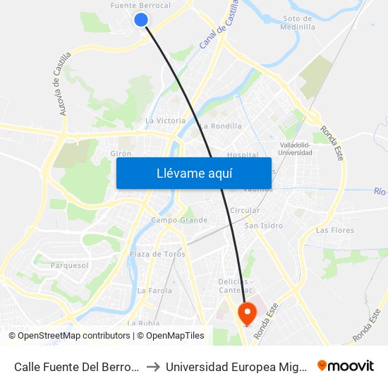 Calle Fuente Del Berrocal Gasolinera to Universidad Europea Miguel De Cervantes map